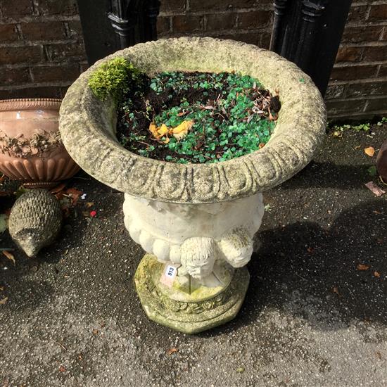 Reconstituted stone garden urn